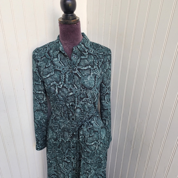 $139 1. STATE Green Wild Thing Python Snake Shirt Idiot Dress Pink Reptile Sz XS - Picture 2 of 16